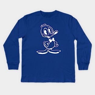 Cool White 1930s Cartoon Duck Kids Long Sleeve T-Shirt